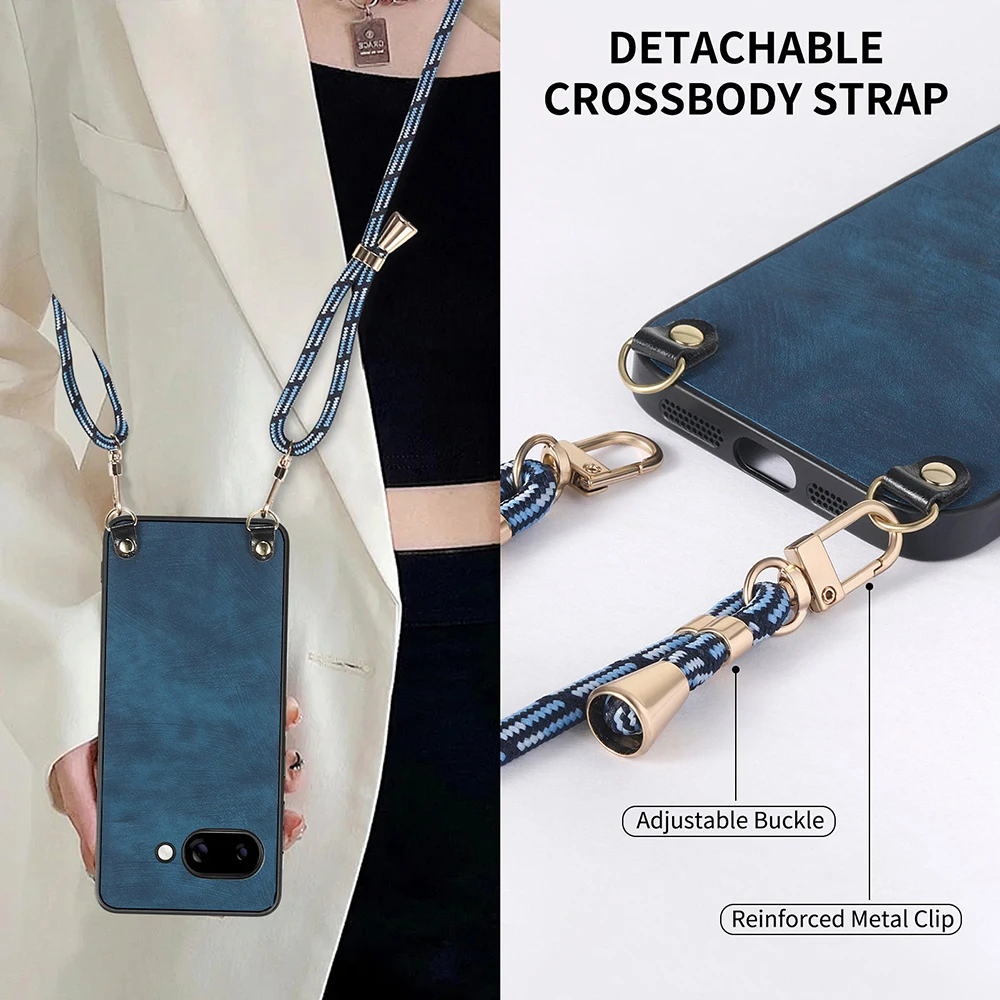 Crossbody Lanyard Matte Phone Case with Long Necklace Cord - Protective Back Cover