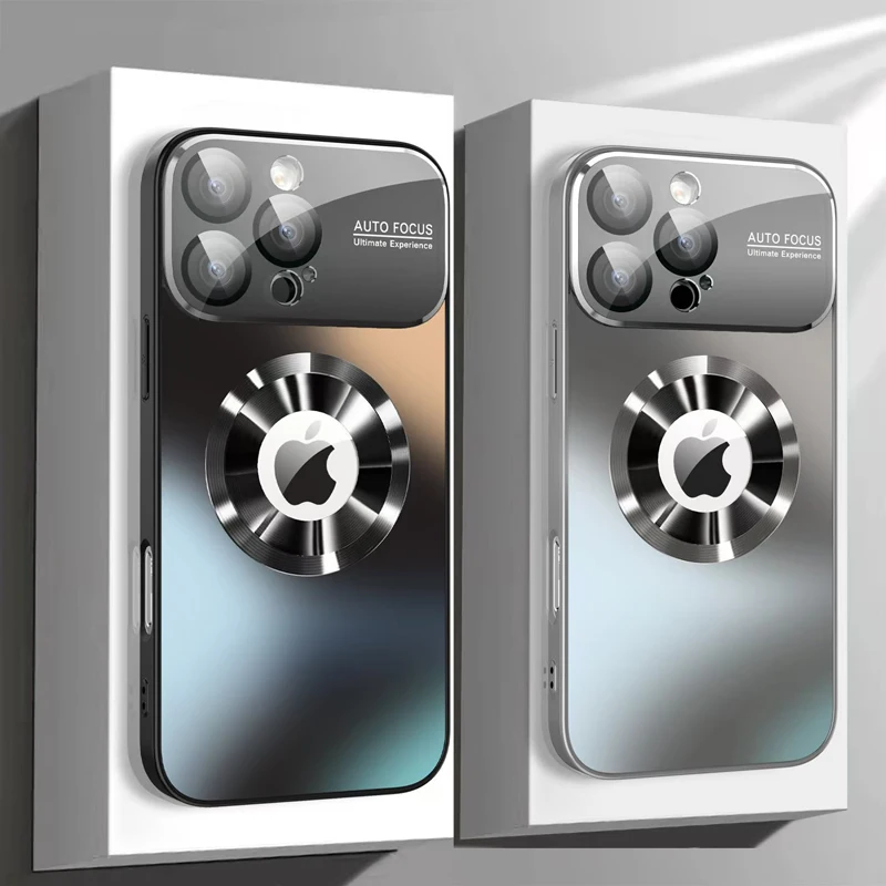 Luxury Glass Camera Lens with MagSafe-Compatible Wireless Charging Case - Shockproof Cover