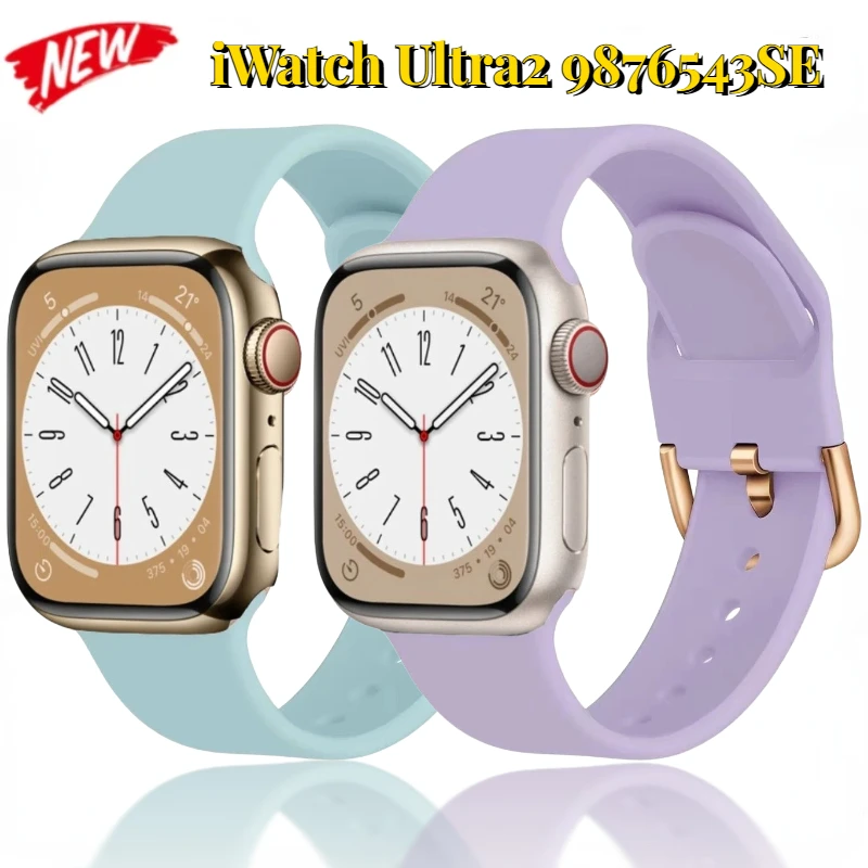 

Silicone Strap for Apple Watch Ultra 49mm 9 8 7 45mm 41mm Sport Bracelet Wristband IWatch Series 6 5 4 SE 44mm 40mm 3 42mm Belt
