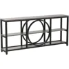 70.9 inch Sofa Console Table, Extra Long Narrow Entryway Tables with 3 Tier Wood Storage Shelves Metal Frame Black  Gray 5