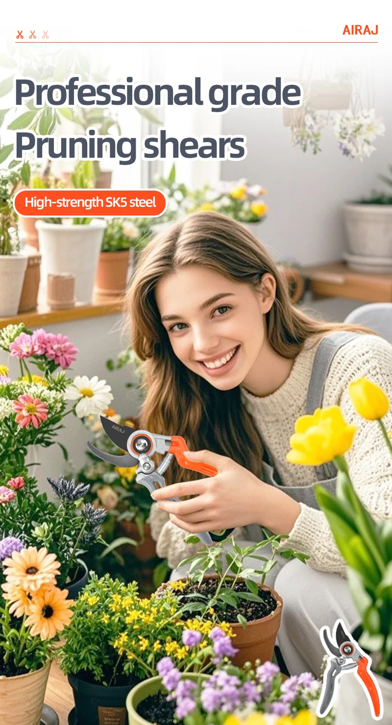 Professional Pruning Shears - Adjustable Multi-Gear Garden Trimmer