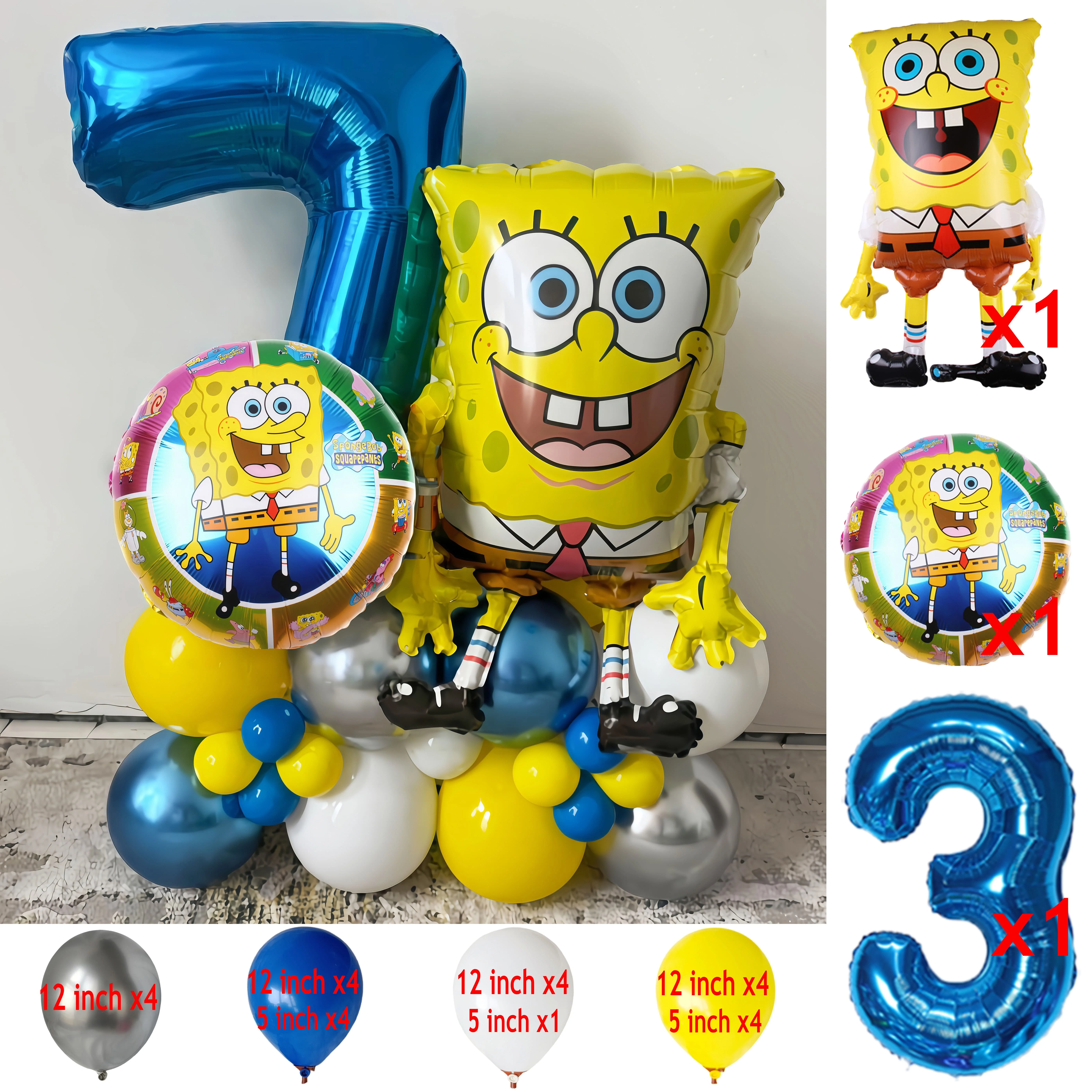 28 Stück SpongeBob Schwammkopf Patrick Star Ballon-Set Geburtstagsparty-Luftballons Heliumballons Junge Mädchen Babyparty Partyzubehör – Detail 5