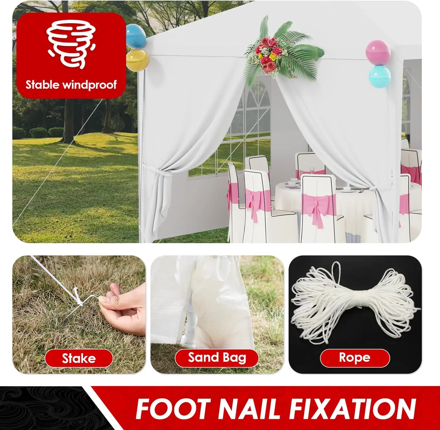 10x30 Party Tent Wedding Patio Gazebo Outdoor Carport Canopy Shade with Side 8 Removable Walls
