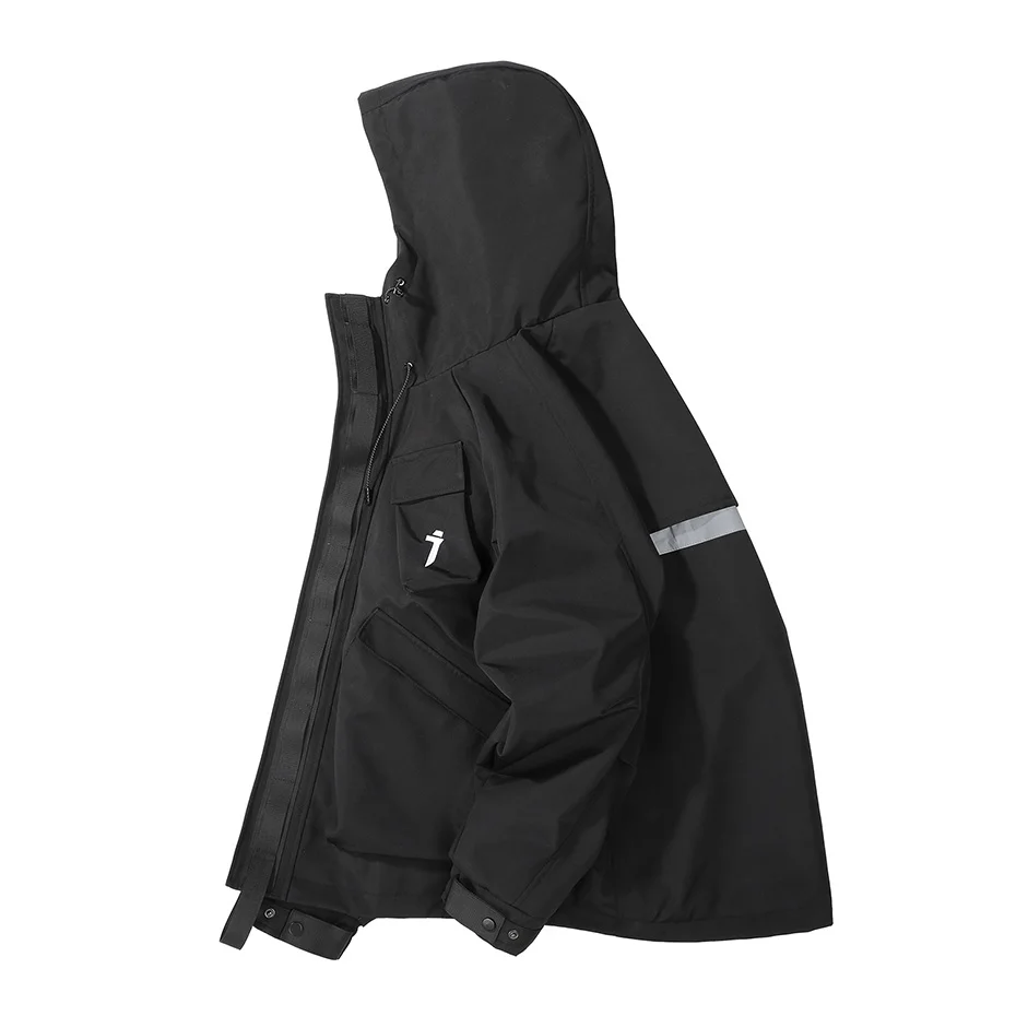 Fuction Tactical Jackets Multi Pokcets Hooded Coat Men Techwear Jackets Windbreaker Black Oversized Harajuku Jackets Outwear 5