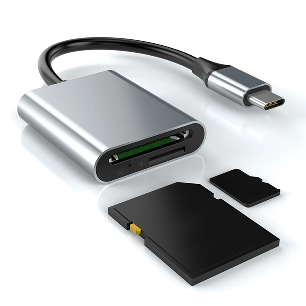 스마트폰용 TF SD 카드 어댑터, 2-in-1 SD3.0 SD4.0 + TF 카드 리더, 5Gbps USB C 카드 리더 어댑터, 2 개 카드 동시 읽기