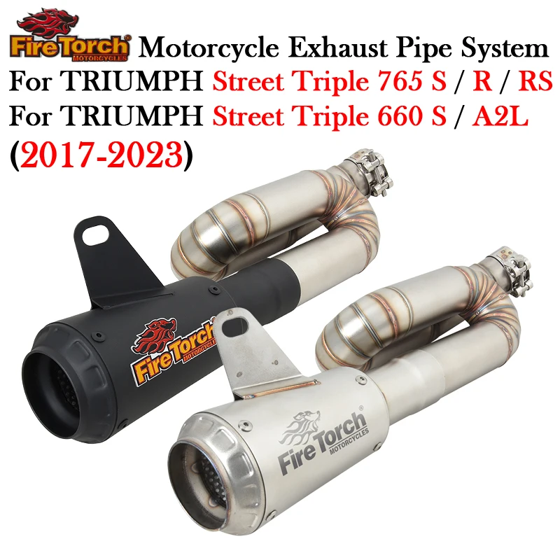 

For TRIUMPH Street Triple 765 660 S R RS A2L 765R 2017 - 2022 2023 Motorcycle Exhausr Muffler Escape Moto Catalyst Mid Link Pipe
