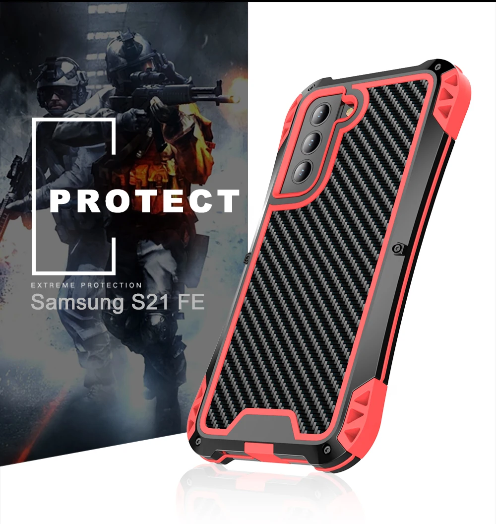 

Full Cover Life Waterproof Phone Case For Samsung Galaxy S21 Fe Outdoor Shockproof Metal Silicone Phone Cover For Galaxy S21 Fe