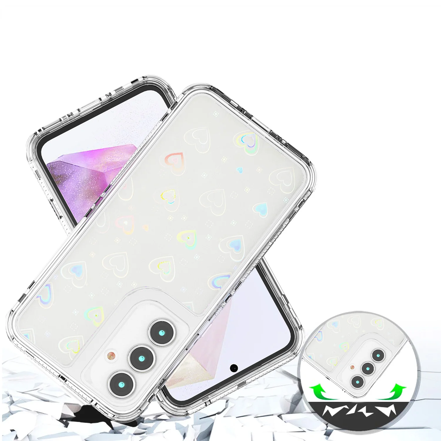 Enhanced 3-in-1 Laser Pattern Phone Case - Shockproof & Anti-Fall TPU+PC Cover