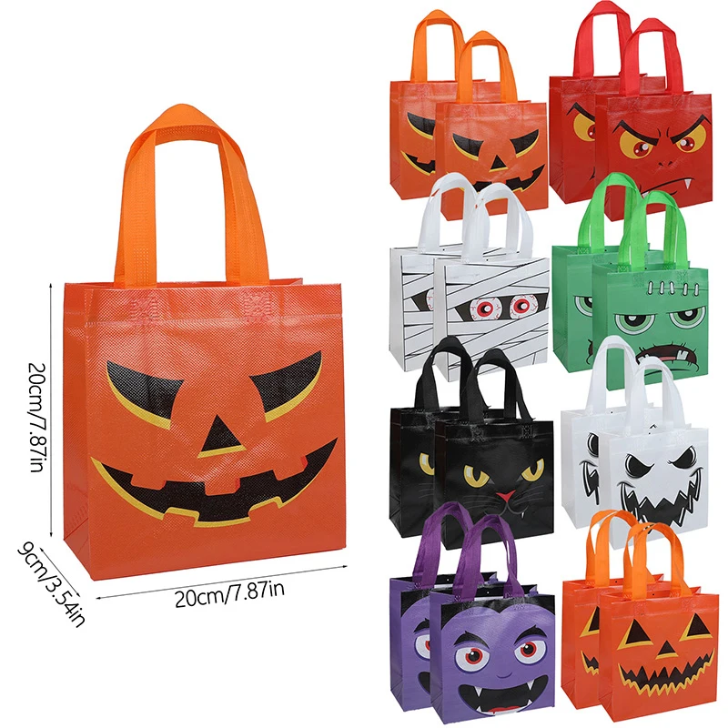 8-24Pcs Halloween Non-Woven Gift Bags Pumpkin Ghost Candy Snacks Packaging Bag Halloween Party Home Decor Supplies Kids Favors