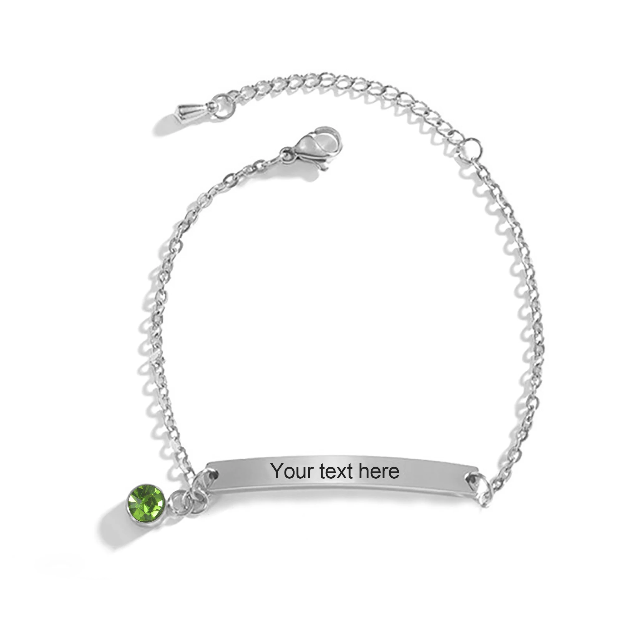 Personalized ID Baby Bracelet with Birthstone Engrave Customized Name