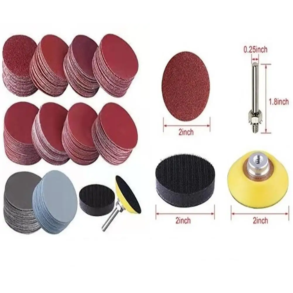 120Pcs 2 inch 50mm Sanding Discs Pad Kit for Polish Drill Grinder Rotary Tools with Backer Plate Include 60-3000 Grit Sandpapers