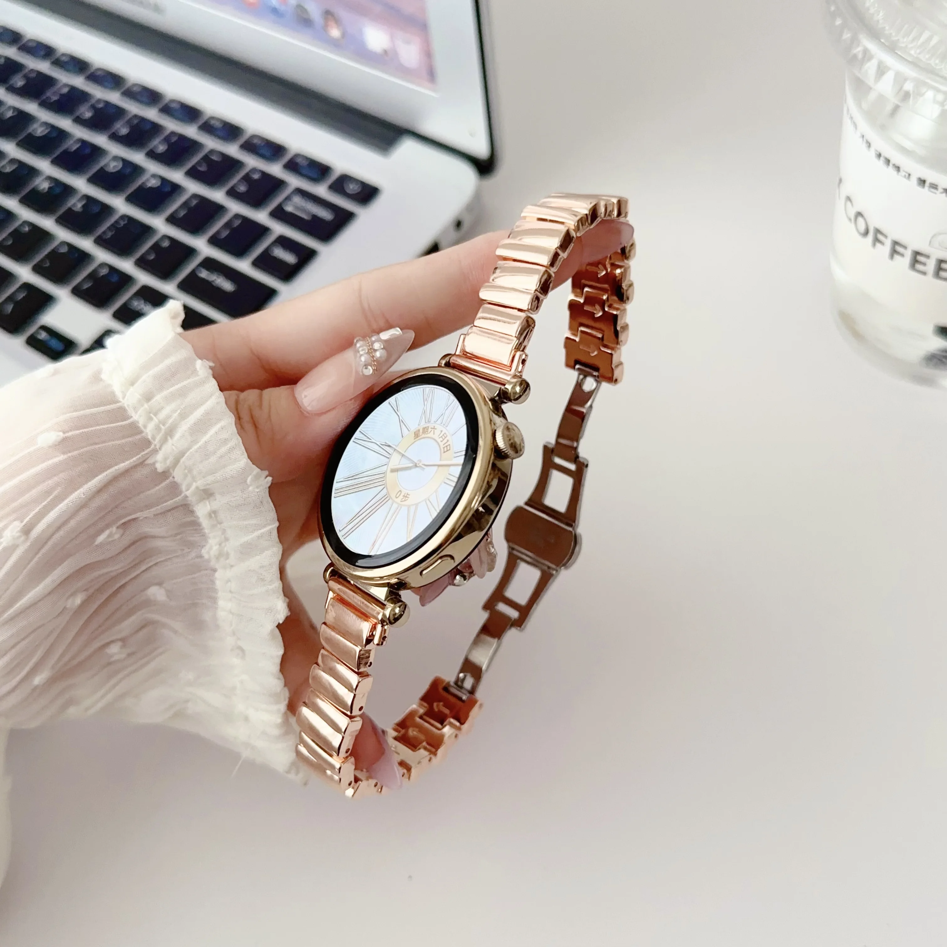 

Ремешок металлический для Huawei Watch 4/4Pro GT4, тонкий женский браслет для Samsung Galaxy Watch 6/5/4 40 мм 44 мм, 18 20 мм 22 мм