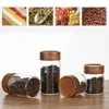 High Borosilicate Glass With Lids Storage Tank Acacia Wood Miscellaneous Grain Sealed Can Storage Pots Split Bottle Spice Jars 6