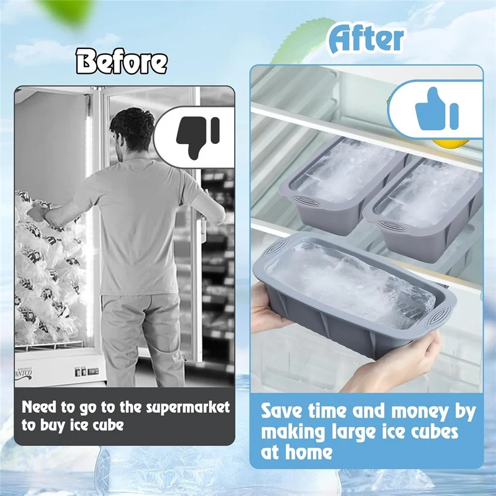 Silicone Baking Molds Ice Blocks Maker Rectangular Cake Pans Non-Stick