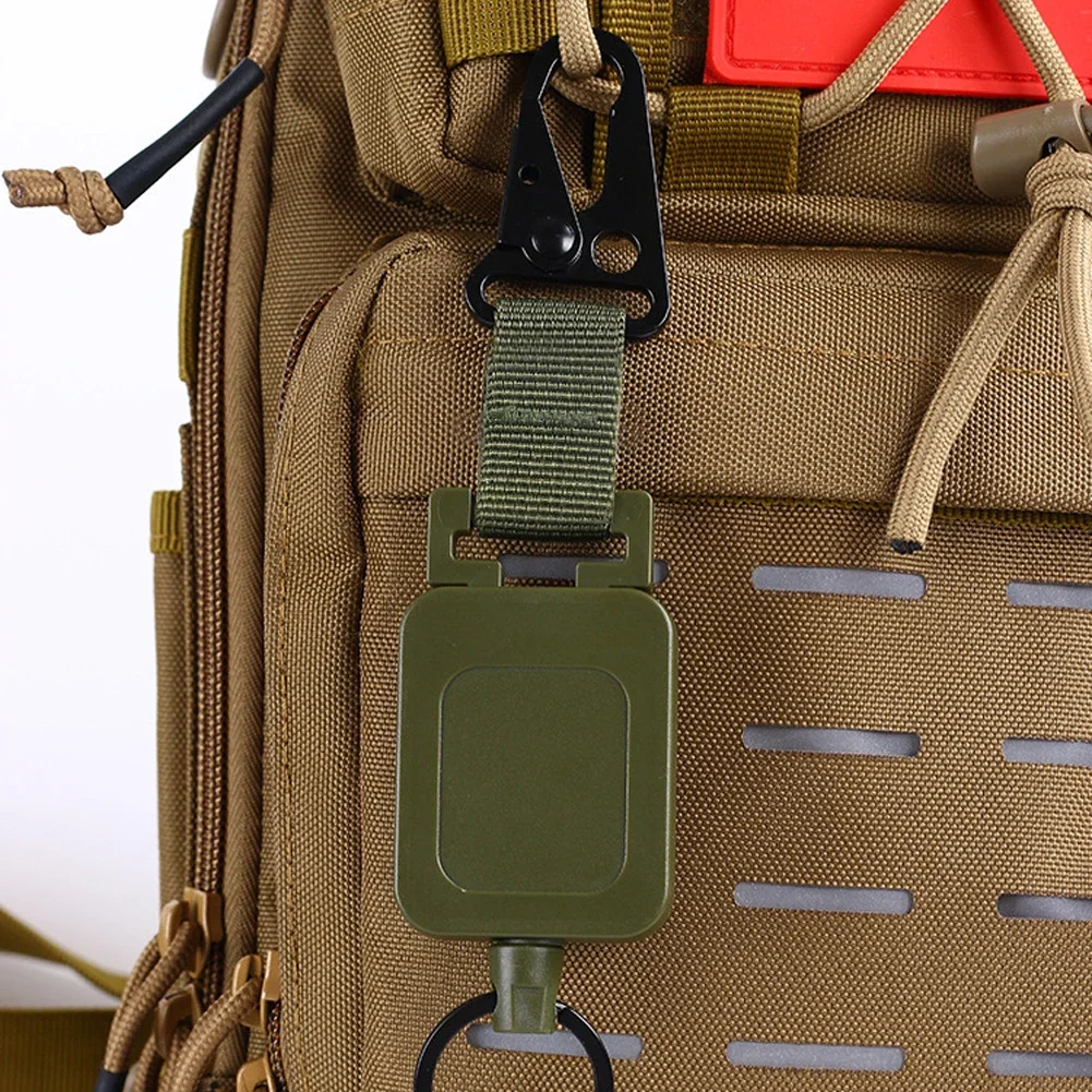 60cm Duty Metal Retractable Carabiner Keychain Belt Outdoor Reels Eagle Beak Buckle Reinforced Steel Wire Easy Pull Back Clip