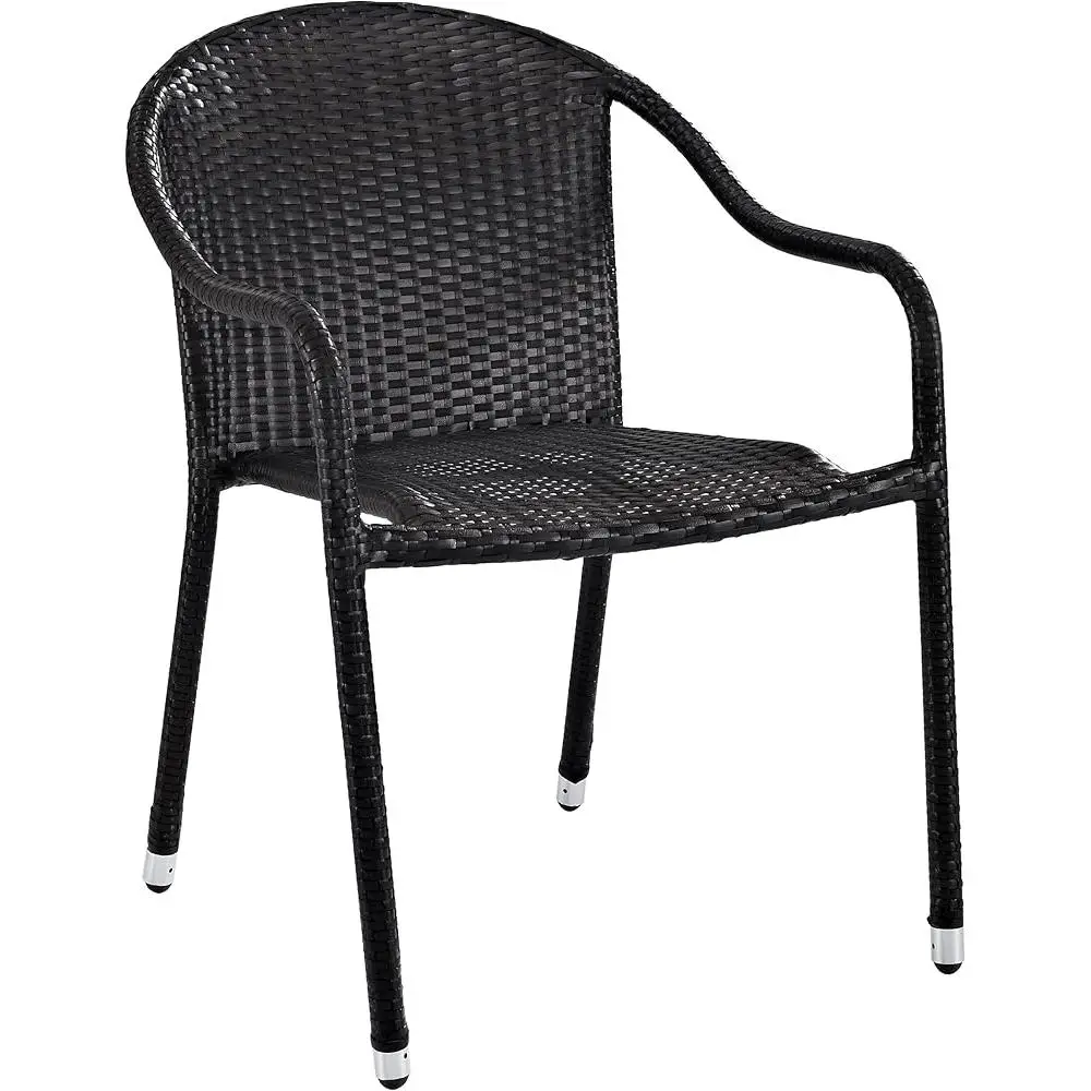 Palm Harbor 4-Piece Stackable Outdoor Chair Set Wicker Patio Chairs Dining Porch Brown 6