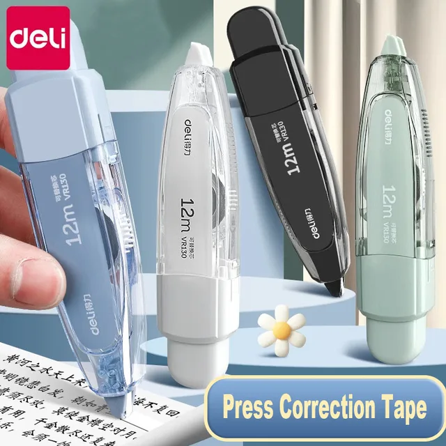 Press Correction Tape Set 5mm*12m Large Capacity Refill Replacement Stationery School Office Supplies Pen Style Correction Tape 1