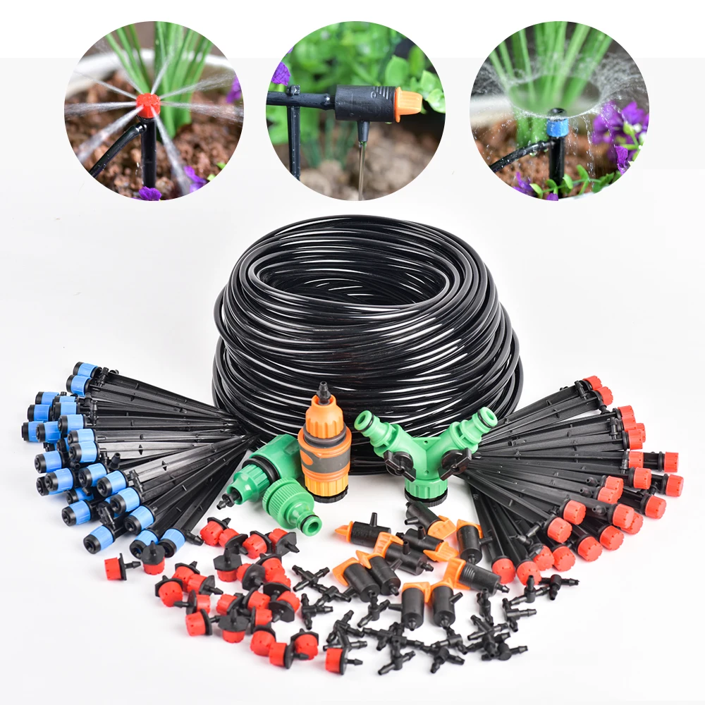 5m-50m Drip Irrigation System Automatic Watering Kit Irrigation Timer Garden Hose Adjustable Dripper Garden Tool Set 1