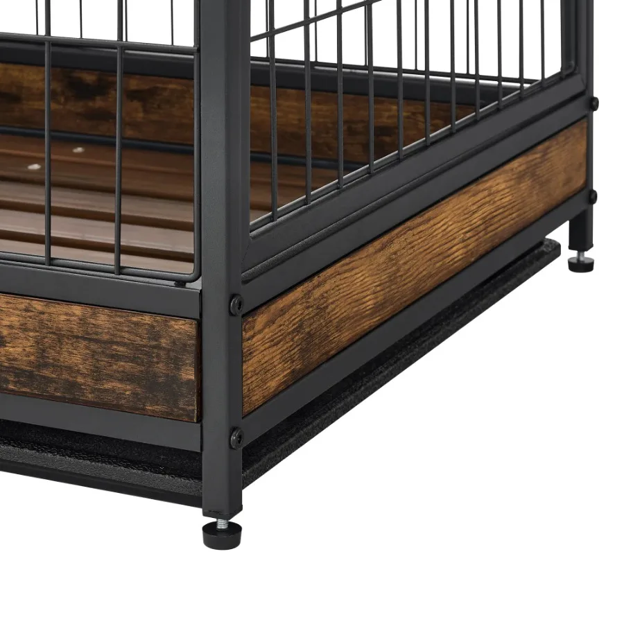 Dog Crate Rustic Brown 31.5Wx22.64Dx30.59H Double Doors Furniture Cage