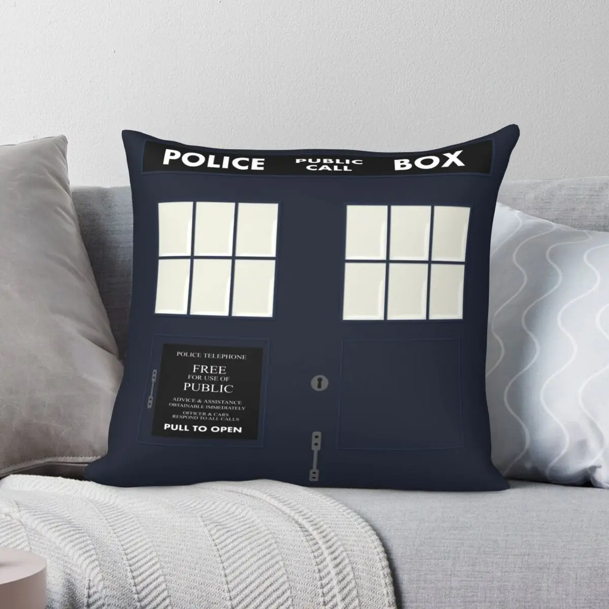 Nuova Porta Tardis Federa Poliestere Lino Velluto Creativo Zip Decor Camera Cuscino 45X45