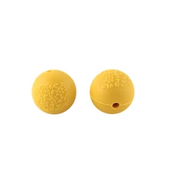 Set of 10 Embossed Silicone Craft Balls - 15mm (Mustard yellow)