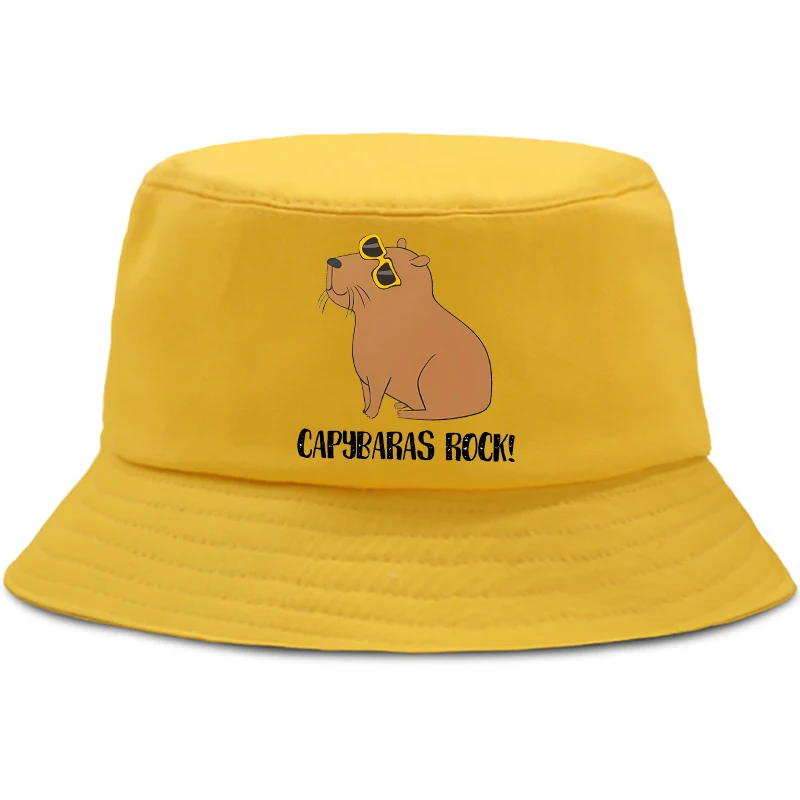 Lustige Tiere Capybara Sommerhut Frauen Männer Panama Bucket Cap Das Design Flache Visiermütze Haruku 90er Fischerhut Bucket_voghion.com