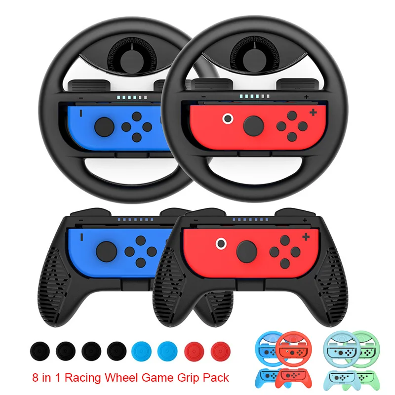 Racing Steering Wheel Switch Controller Game Grip Handle Kit Fit For Switch/OLED Joycon Controllers