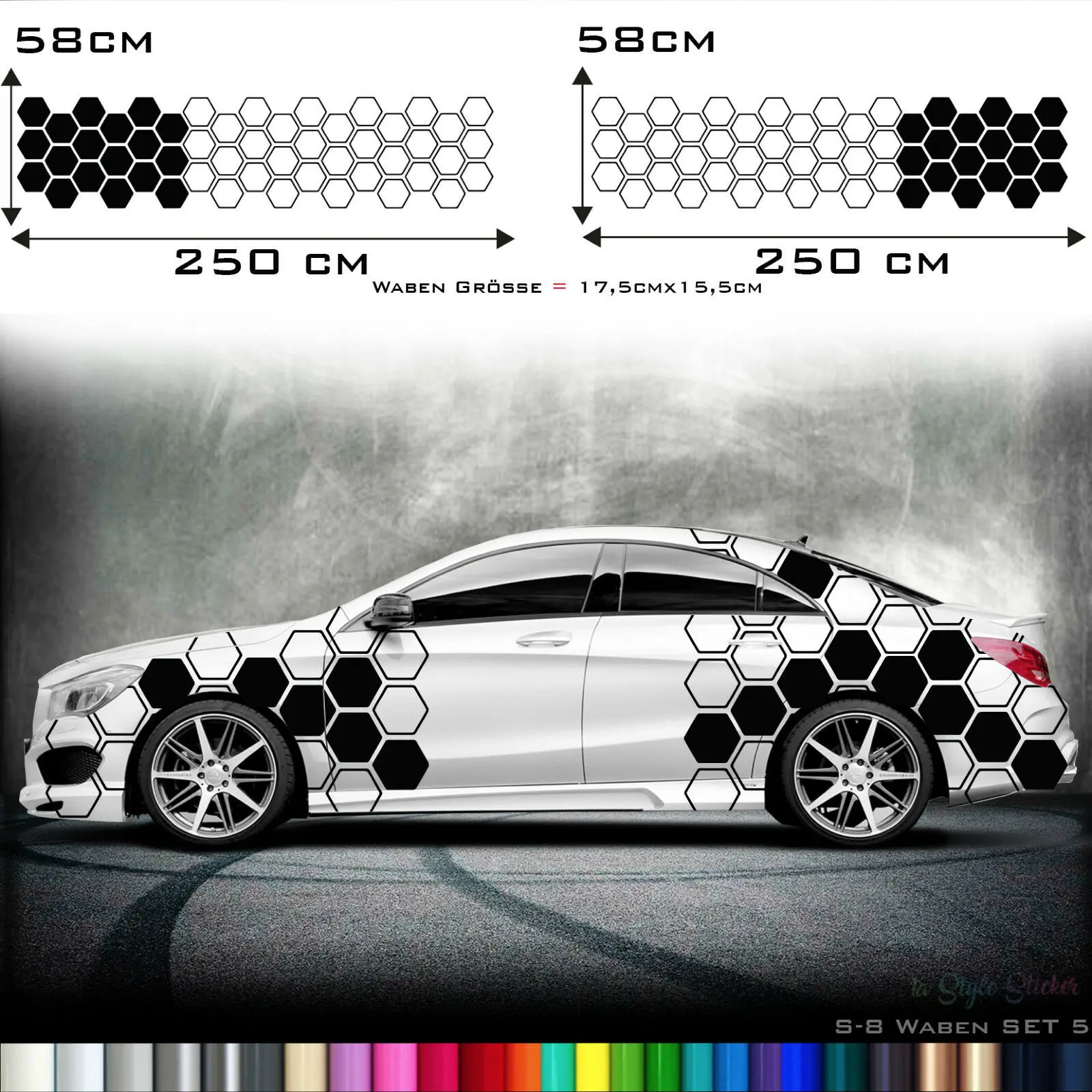 

2x Car Sticker Honeycomb Diamond Hexagon XL Diamond 2 Colors Decor Sticker Tuning 8
