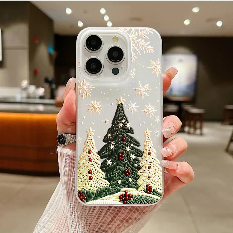 Festive Christmas Tree Print Phone Case Cover