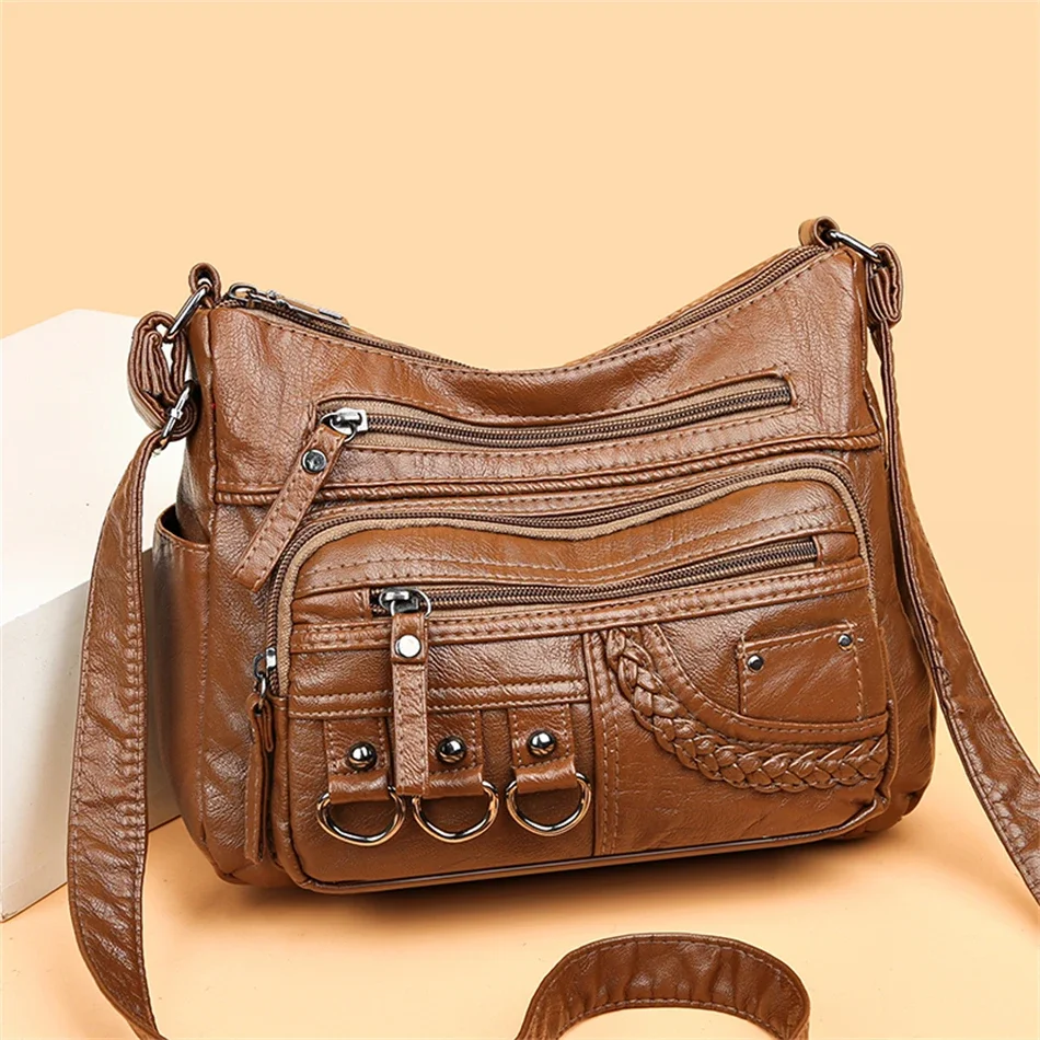 

HISUELY Vintage Pu Leather Luxury Purses and Handbags 2024 High Quality Women's Bag Multi-pocket Ladies Crossbody Shoulder Bags