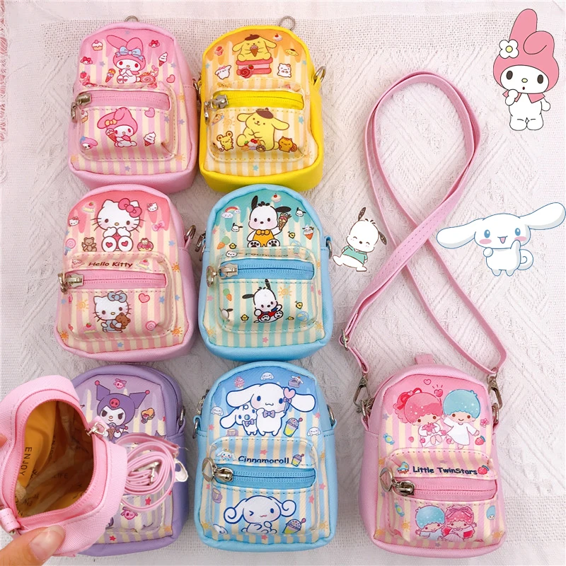 

Sanrios Kuromi Mymelody Cinnamoroll kawaii мультфильм PU Кошелек для монет Аниме Кукла мини подвеска на рюкзак Диагональная Сумка подарок для девушки