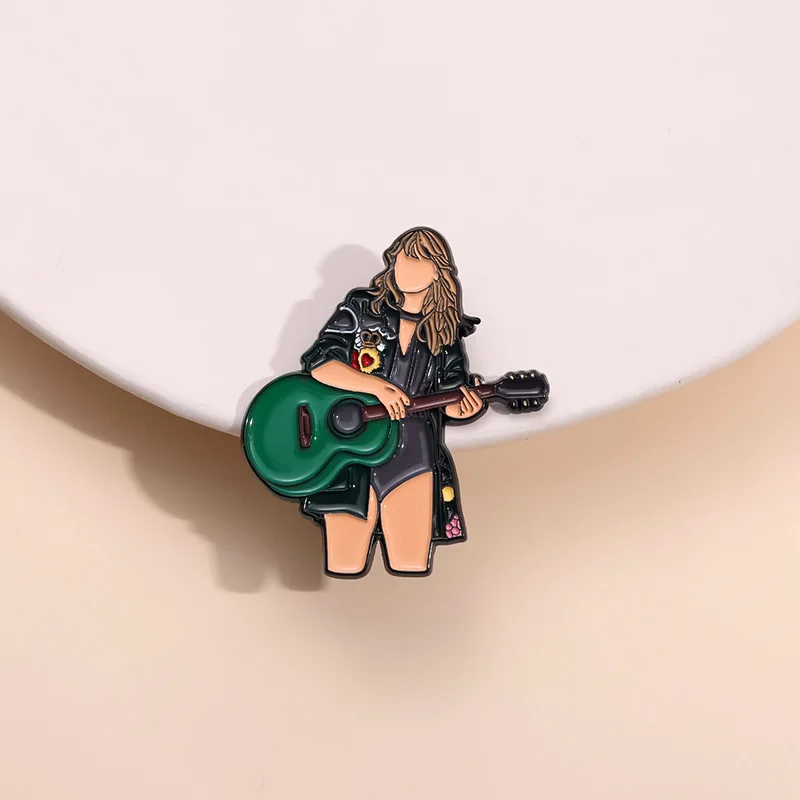 

Tay T-Swizzle Singers Character Brooches Enamel Pink Commemorative Badges Metal Backpacks Clothes Lapels Pins Gift Collection