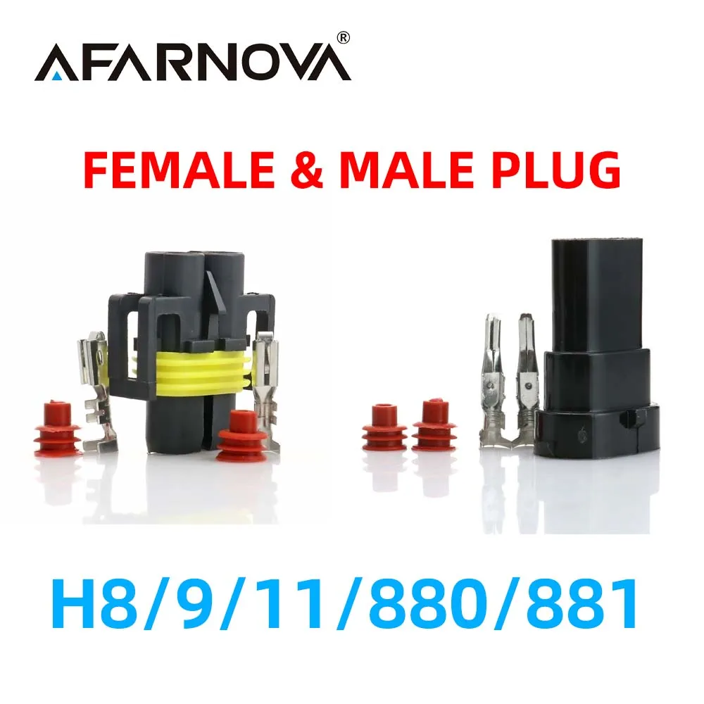 

2PCS H8 H9 H11 880 881 Female And Male Adapter Car Conversion Connector Wiring Harness Plug Cable Socket Connector Repair Kit