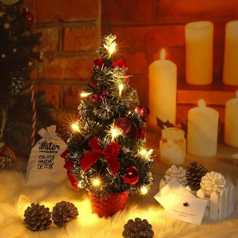 Mini Christmas Tree 40CM with Lights Home Table Decoration New Year Party Decoration Props mini christmas tree