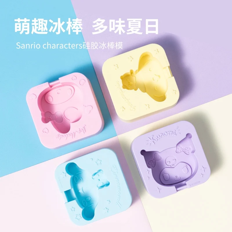 

Kawaii Sanrio My Melody Kuromi Cinnamoroll PomPomPurin Popsicle Silicone Mold Summer Cartoon Homemade Cold Drink Edible Ice