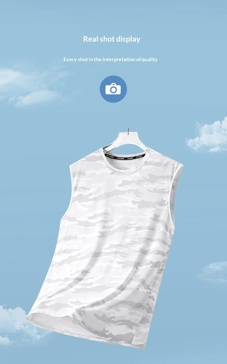 2026 New Camouflage Ice Silk Quick Dry Round Neck Vest Summer Thin Breathable Outdoor Running Trendy Sleeveless Tank Top