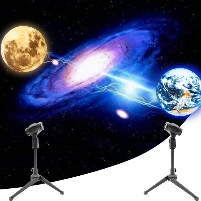 battery night light Star Projector 2 In 1 Earth Moon Projection Lamp Galaxy Light Projector Background Atmosphere Night Light For Bedroom Decor night lamp for bedroom wall