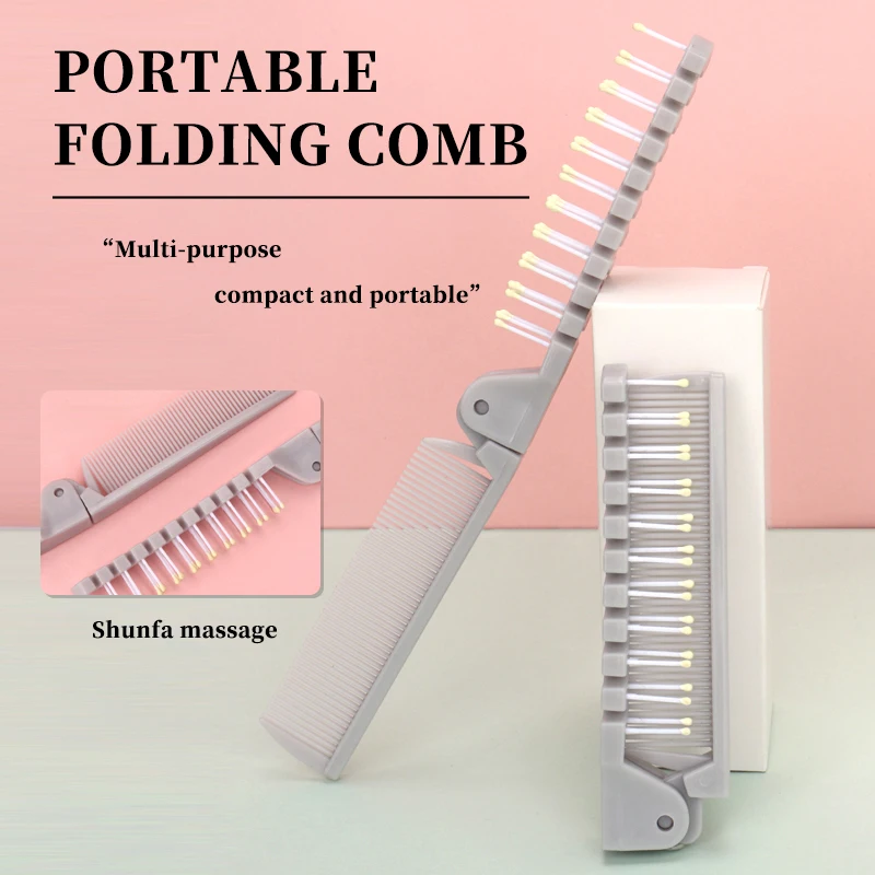 

Folding Hair Brush Compact Pocket Hair Comb Double Headed Anti-Static Comb Plastic Folding Comb