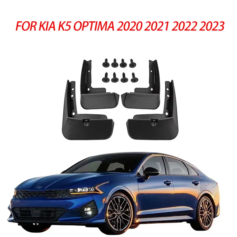 4-Piece Mud Flaps Splash Guards – Universal Fit For Kia K5 (Black EVA Plastic)