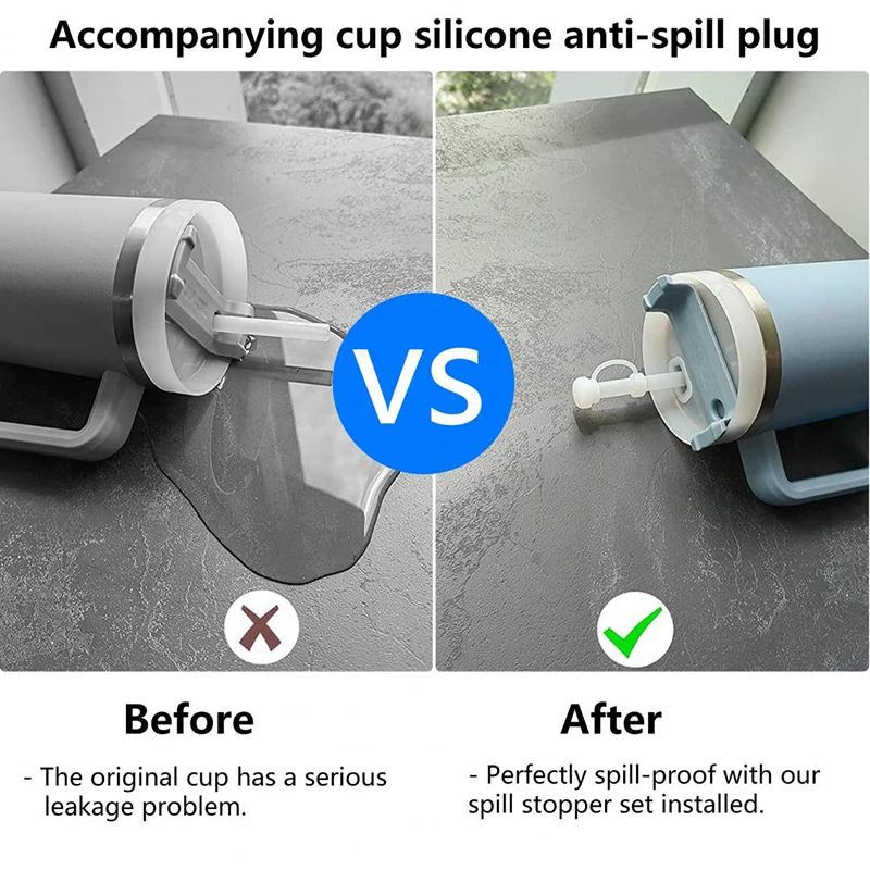 Description Picture 5 of item1Set Straw Cover Spill Stopper Compatible With Stanley Cup 40OZ 30OZ Quencher 1.0 Leak Stopper For Stanley Tumbler Accessories