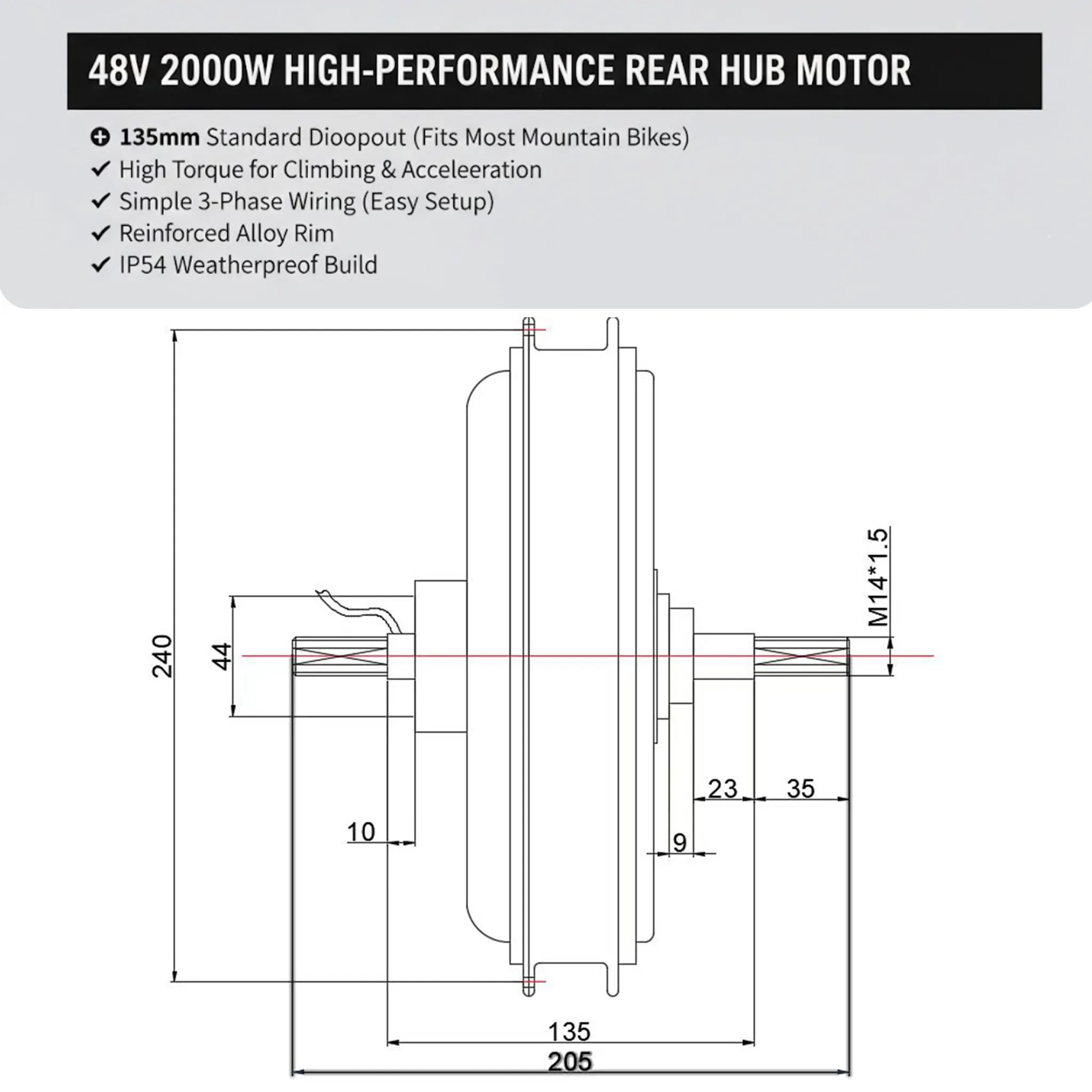 48V 2000W 3000W 전기 자전거 리어 허브 모터 휠 135mm 드롭아웃 고토크 전기자전거 개조 키트 (타이어 포함) 산악 자전거용