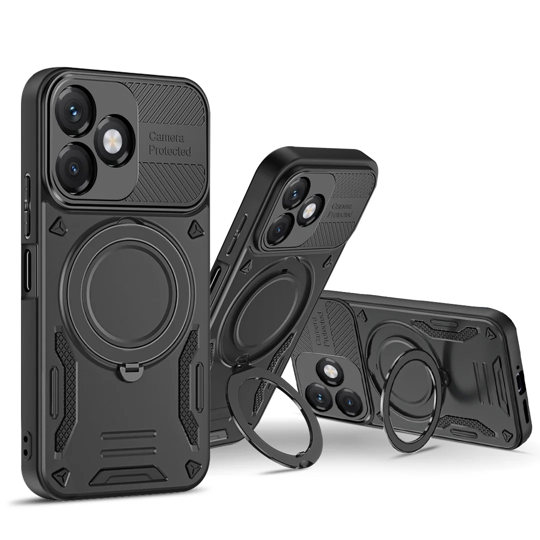 Luxury Armor Magnetic Phone Case with Ring Bracket and Shockproof Bumper Protection