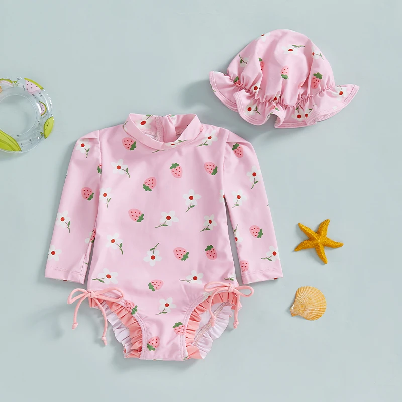 Toddler Boy Rash Guard Swimsuit Shark Anchor Print Short Sleeve Mock Neck Bathing Suit with Cap 2 Pcs Set 2