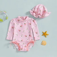 Toddler Boy Rash Guard Swimsuit Shark Anchor Print Short Sleeve Mock Neck Bathing Suit with Cap 2 Pcs Set 2