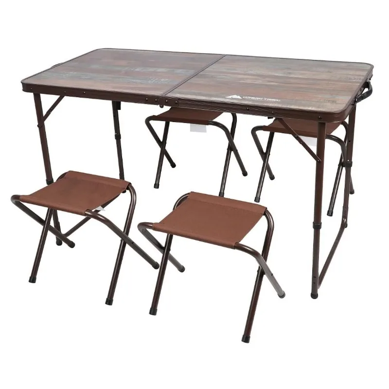 

Прочный стальной и алюминиевый стол и стулья Ozark Trail, открытый Dims 19,29x24,6 дюйма, коричневый
