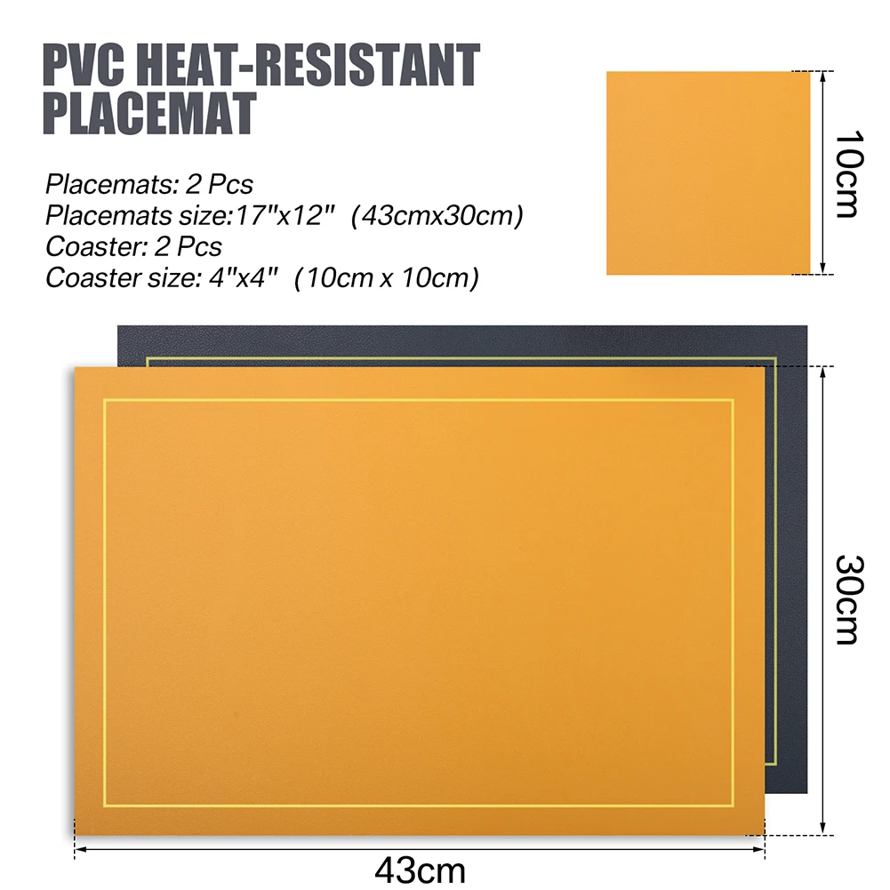 Faux Leather Placemats and Coaster Sets of 4 Dual-Sided PU Table Mat Hot Resistant Place Mats for Dining Table Christmas Décor: 3 - 5 Days Free Delivery Only UK
