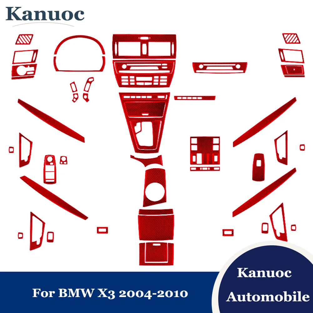 

Red Carbon Fiber Stickers For BMW X3 2004-2010 Car Interior Door Armrest Cigarette Lighting Panel Etc Various Parts Accessories