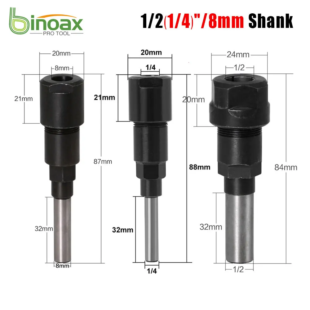 Binoax Router Bit Extension Rod Collet Engraving Machine Extension Milling Cutter for Wood 1/4(1/2) inch 6/8/12mm Shank