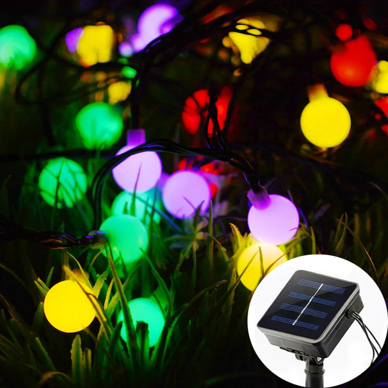 Waterproof Solar String Light 100 LEDs Ball Fairy Lights Outdoor Garden Garland Xmas Holiday Wedding Decoration 5M 7M 12M 22M free shipping giant halloween decoration inflatable skeleton blow up outdoor horror inflatable skull for yard garden lawn use