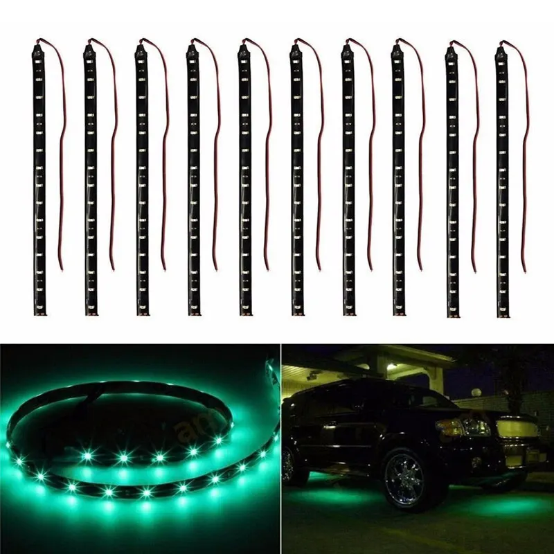 4Pcs 30cm 15-LED Car Trucks Motor Grill Flexible 6 colors Waterproof Light Strips For Car Motorcycle Decorative Soft Lights 12V